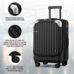LEVEL8 Carry-On Luggage, Hardside Suitcase, 20” Lightweight ABS+PC Hardshell Spinner Trolley For Luggage With Built-In TSA Lock, 8 Spinner Wheels, Black, 20-Inch Carry-On 12 LEVEL8 Carry-On Luggage, Hardside Suitcase, 20” Lightweight ABS+PC Hardshell Spinner Trolley For Luggage With Built-In TSA Lock, 8 Spinner Wheels, Black, 20-Inch Carry-On -LUGGAGE FACTORY Sales 51gpnYxMx7L