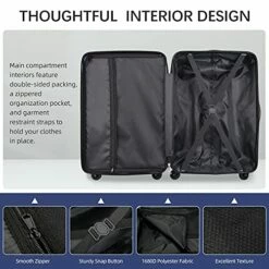 SHOWKOO 3 Piece Luggage Sets Expandable ABS Hardshell Hardside Lightweight Durable Spinner Wheels Suitcase With TSA Lock (Deep Blue) -LUGGAGE FACTORY Sales 51hCf yh6mS