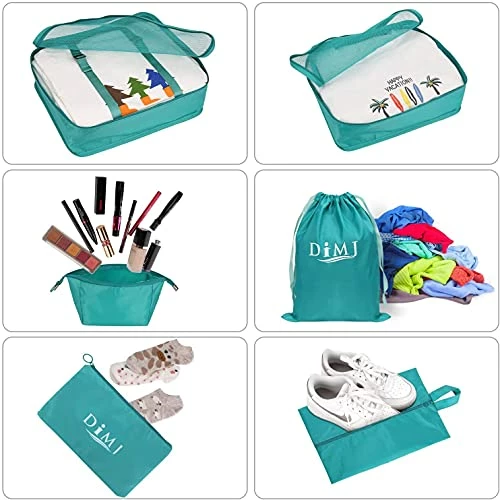 DIMJ Packing Cubes For Travel, 9 Pcs Travel Cubes Set Foldable Suitcase Organizer Lightweight Luggage Storage Bag 5 Colors Options (Blue) 7 DIMJ Packing Cubes For Travel, 9 Pcs Travel Cubes Set Foldable Suitcase Organizer Lightweight Luggage Storage Bag 5 Colors Options (Blue) - Image 5