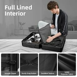 BEOW Expandable Luggage Sets Clearance 3 Piece Hardshell Lightweight PC+ABS Suitcase Spinner Wheels TSA Lock Black -LUGGAGE FACTORY Sales 51hjQArt7aL
