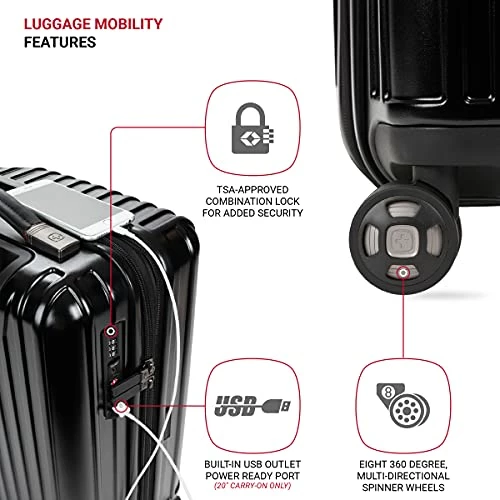 SwissGear 7910 Hardside Expandable Spinner Wheel Luggage With TSA Lock And USB, Black, Carry-On 20-Inch 11 SwissGear 7910 Hardside Expandable Spinner Wheel Luggage With TSA Lock And USB, Black, Carry-On 20-Inch - Image 9