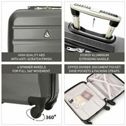 Aerolite 22x14x9” Hard Shell Suitcase Spinner Carry On + Under Seat Holdall -LUGGAGE FACTORY Sales 51kQt5Zk 2BvL