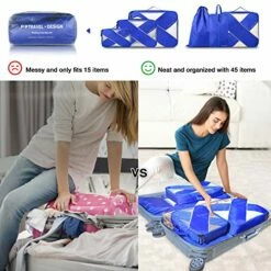 P.travel 6Pcs Packing Cubes For Travel Lightweight Luggage Organizer Bag Travel Cubes (Blue) -LUGGAGE FACTORY Sales 51krpY HRPL