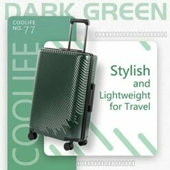 Coolife Luggage 3 Piece Sets PC+ABS Spinner Suitcase Carry On Fashion (Dark Green, One_Size) 15 Coolife Luggage 3 Piece Sets PC+ABS Spinner Suitcase Carry On Fashion (Dark Green, One_Size) -LUGGAGE FACTORY Sales 51lwIRysyNL