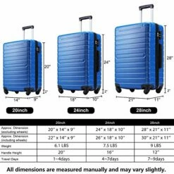 Hardshell Luggage Sets 3 PCS Spinner Suitcase With Tsa Lock Lightweight Blue -LUGGAGE FACTORY Sales 51m1KqFD91L