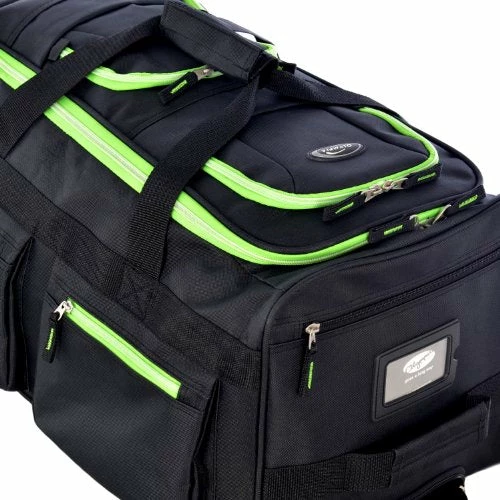 Olympia 8 Pocket Rolling Duffel Bag, Black/Lime, 22 Inch 4 Olympia 8 Pocket Rolling Duffel Bag, Black/Lime, 22 Inch - Image 2