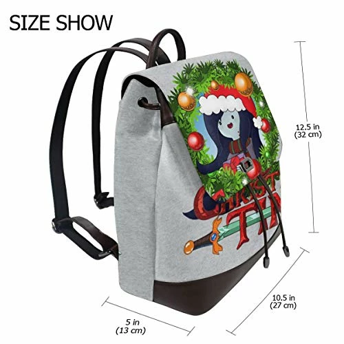 Adventure Christmas Time Wreath Marceline Cartoon Network Fashion Design Leather Backpack For Women Men College School Bookbag Weekend Travel Daypack 3 Adventure Christmas Time Wreath Marceline Cartoon Network Fashion Design Leather Backpack For Women Men College School Bookbag Weekend Travel Daypack