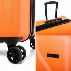 Bugatti Swiss Mobility - LGA Collection - 3 Piece Luggage Set, Lightweight And Resistant Hardside Equipped With Double 360 Degree Spinner Wheels - Made Of ABS Material - Orange -LUGGAGE FACTORY Sales 51pO1OIiWIL