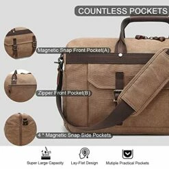 Duffle Bag For Men Waterproof Genuine Leather Canvas Travel Duffel Bags For Women Overnight Weekender Bag For Traveling, Brown 11 Duffle Bag For Men Waterproof Genuine Leather Canvas Travel Duffel Bags For Women Overnight Weekender Bag For Traveling, Brown -LUGGAGE FACTORY Sales 51prsMC5bVS