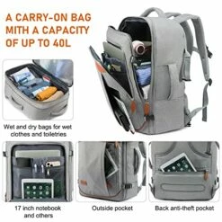 LOVEVOOK Carry On Backpack, 40L Travel Backpack For Women Men Airline Approved, Expandable Large Suitcase Backpacks With 4 Packing Cubes, Aer Travel Pack 3, Water Resistant Weekender Bag -LUGGAGE FACTORY Sales 51qJawKwYGL