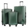Coolife Luggage 3 Piece Sets PC+ABS Spinner Suitcase Carry On Fashion (Dark Green, One_Size)