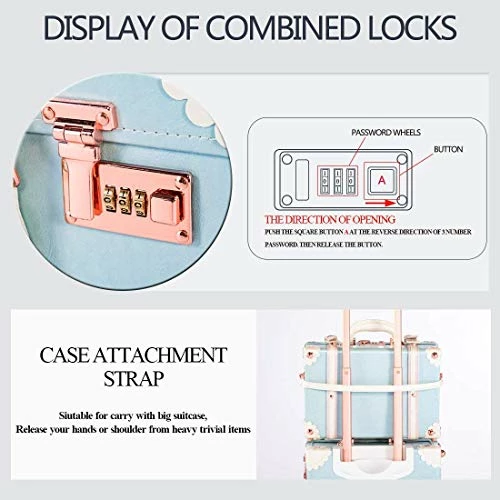 COTRUNKAGE 24 Inch Large Vintage Luggage Set 2 Pieces Rolling Suitcases For Women (13" & 24", Sky Blue) 5 COTRUNKAGE 24 Inch Large Vintage Luggage Set 2 Pieces Rolling Suitcases For Women (13" & 24", Sky Blue) - Image 3