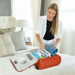 16.5" Underseat Women Luggage Carry On Suitcase - Small Rolling Tote Bag With Wheels (Orange) -LUGGAGE FACTORY Sales 51sinw8SFHL