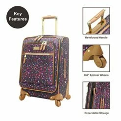 Steve Madden Designer Luggage Collection - Lightweight Softside Expandable Suitcase For Men & Women - Durable 20 Inch Carry On Bag With 4-Rolling Spinner Wheels (Dark Purple) -LUGGAGE FACTORY Sales 51slW1f5xWL