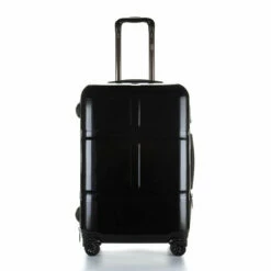 Suitcase, Lightweight, Large 28-Inch Hard-Shell Aluminum Alloy Suitcase, 4 Spinner Wheels, Abs Luggage Travel Trolley, Black, 20 Inch