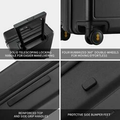 LEVEL8 Elegance Matte Carry-On Luggage, 20” Hardside Suitcase, Lightweight PC Matte Hardcase Spinner Trolley For Luggage, TSA Approved Cabin Luggage With 8 Spinner Wheels- Black, 20-Inch Carry-On 16 LEVEL8 Elegance Matte Carry-On Luggage, 20” Hardside Suitcase, Lightweight PC Matte Hardcase Spinner Trolley For Luggage, TSA Approved Cabin Luggage With 8 Spinner Wheels- Black, 20-Inch Carry-On -LUGGAGE FACTORY Sales 51toSmVj32L