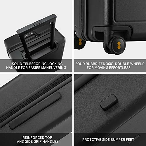 LEVEL8 Elegance Matte Carry-On Luggage, 20” Hardside Suitcase, Lightweight PC Matte Hardcase Spinner Trolley For Luggage, TSA Approved Cabin Luggage With 8 Spinner Wheels- Black, 20-Inch Carry-On 8 LEVEL8 Elegance Matte Carry-On Luggage, 20” Hardside Suitcase, Lightweight PC Matte Hardcase Spinner Trolley For Luggage, TSA Approved Cabin Luggage With 8 Spinner Wheels- Black, 20-Inch Carry-On - Image 6