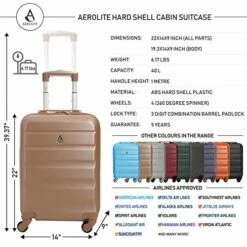 Large Capacity Maximum Allowance 22x14x9 Airline Approved By Delta United Southwest & More Carry On Luggage Bag | Rolling Travel Suitcase | Lightweight Small Hard Shell Trolley | 19.3x14x9in Body Size -LUGGAGE FACTORY Sales 51uB3HxiEeL