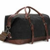 BAOSHA Oversized Canvas PU Leather Travel Tote Duffel Bag Weekender Overnight Bag (Black) 1 BAOSHA Oversized Canvas PU Leather Travel Tote Duffel Bag Weekender Overnight Bag (Black) -LUGGAGE FACTORY Sales 51vgRAovkGL