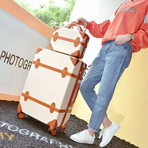 Classical Retro Rolling Luggage With Cosmetic Bag For Women Travel Carry On Trolley Suitcase,Pink2,20 7 Classical Retro Rolling Luggage With Cosmetic Bag For Women Travel Carry On Trolley Suitcase,Pink2,20 - Image 5