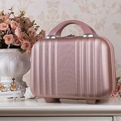 Exttlliy Mini Hard Shell Hard Travel Luggage Cosmetic Case, Small Portable Carrying Case Suitcase For Makeup (Rose Gold) 13 Exttlliy Mini Hard Shell Hard Travel Luggage Cosmetic Case, Small Portable Carrying Case Suitcase For Makeup (Rose Gold) -LUGGAGE FACTORY Sales 51wV RH cbL