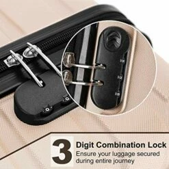 4 Pieces Travel Luggage Sets, Hardside Lightweight ABS Luggage Suitcase, 360° Spinner Wheels Travel Set Bag, Durable Trolley Suitcase 16" 20" 24" 28", 4 Pcs (Color Champagne Gold) -LUGGAGE FACTORY Sales 51wfC62vyoL
