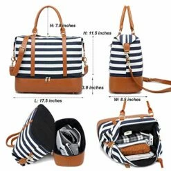 Womens Travel Weekend Bag Canvas Overnight Carry On Shoulder Duffel Beach Tote Bag (Blue Stripe With Shoe Compartment) 14 Womens Travel Weekend Bag Canvas Overnight Carry On Shoulder Duffel Beach Tote Bag (Blue Stripe With Shoe Compartment) -LUGGAGE FACTORY Sales 51y57NlTzoL