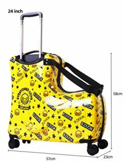 AO WEI LA OW Cute Unisex Kids Ride On Suitcase Travel Trolley Case Spinner Carry On Luggage With Wheels Suggest Fits To Kids Aged 3-6 Years Old(Yellow/01, 20 Inch) -LUGGAGE FACTORY Sales 51y5YxX n3L