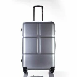 Suitcase, Lightweight, Large 28-Inch Hard-Shell Aluminum Alloy Suitcase, 4 Spinner Wheels, Abs Luggage Travel Trolley, Silver, 24 Inch