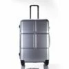 Suitcase, Lightweight, Large 28-Inch Hard-Shell Aluminum Alloy Suitcase, 4 Spinner Wheels, Abs Luggage Travel Trolley, Silver, 20 Inch