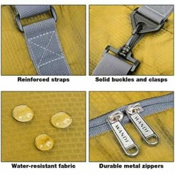 Wandf Foldable Travel Duffel Bag Luggage Sports Gym Water Resistant Nylon (Yellow) -LUGGAGE FACTORY Sales 618vD4apxDL