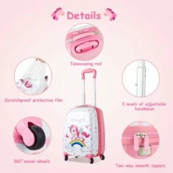 HONEY JOY 2Pc Kids Luggage Set, 12'' Backpack & 16'' Rolling Suitcase, Hard Shell Trolley Suitcase With Spinner Wheels, Carry On Luggage Set For Boys And Girls Travel (Unicorn) -LUGGAGE FACTORY Sales 61COf1S26OL