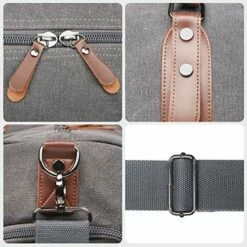 Oflamn Large Duffle Bag Canvas Leather Weekender Overnight Travel Carry On Tote Bag With Shoe Compartment And Toiletry Bag (Grey) -LUGGAGE FACTORY Sales 61 nGCJt0KL