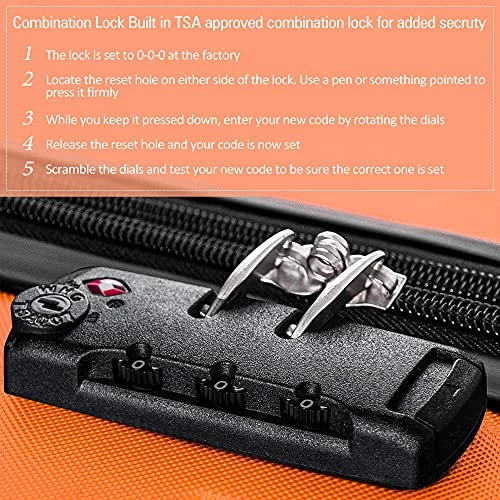 Expandable 3 Piece Luggage Sets Hardside Durable Suitcase With Spinner Wheels TSA Lock, 3 Pcs Carry On Case Travel Home Outdoor School Lightweight Trolley Case ( 20" 24" 28" Orange) 7 Expandable 3 Piece Luggage Sets Hardside Durable Suitcase With Spinner Wheels TSA Lock, 3 Pcs Carry On Case Travel Home Outdoor School Lightweight Trolley Case ( 20" 24" 28" Orange) - Image 5