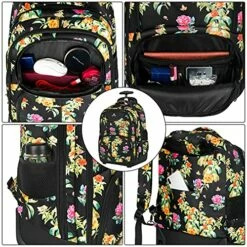 Backpack With Wheels, Travel-friendly Rolling Laptop Backpack For Men Women, MATEIN Freewheel Carry On Luggage Business Bag, Compact College School Student Computer Bag Fit 17 Inch Notebook, Floral -LUGGAGE FACTORY Sales 61x4 P1eVsL
