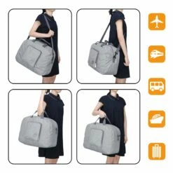 16" Foldable Duffle Bag 20L For Travel Gym Sports Packable Lightweight Luggage Duffel Water-resistant By WANDF (Light Grey 16", 16 Inches (20 Liter)) -LUGGAGE FACTORY Sales 71AdFrCb7rL