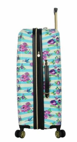 Betsey Johnson 26 Inch Checked Luggage Collection - Expandable Scratch Resistant (ABS + PC) Hardside Suitcase - Designer Lightweight Bag With 8-Rolling Spinner Wheels (Stripe Floral Hummingbird) -LUGGAGE FACTORY Sales 71XHNfh 2B68L