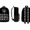 Fnaf Black With Checkered Print Backpack, Freddy Fazbear Camera Snapshot Logo, Black Five Nights At
