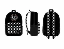 Fnaf Black With Checkered Print Backpack, Freddy Fazbear Camera Snapshot Logo, Black Five Nights At