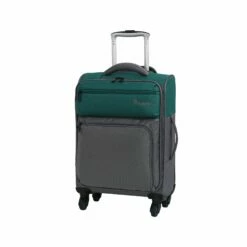 It Luggage Duotone 4 Wheel Lightweight Cabin Suitcase, 53 Cm, 34 L, Teal Green + Steel Grey