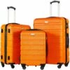 COOLIFE Luggage 3 Piece Set Suitcase Spinner Hardshell Lightweight TSA Lock (Orange) -LUGGAGE FACTORY Sales 819xX GWS5L