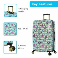 Betsey Johnson 26 Inch Checked Luggage Collection - Expandable Scratch Resistant (ABS + PC) Hardside Suitcase - Designer Lightweight Bag With 8-Rolling Spinner Wheels (Stripe Floral Hummingbird) -LUGGAGE FACTORY Sales 81BwunmZdkL