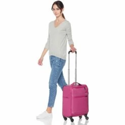 AmazonBasics Lightweight Luggage, Softside Spinner Travel Suitcase With Wheels - 22 Inch, Pink -LUGGAGE FACTORY Sales 81KMTJgW0GL