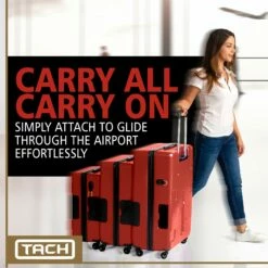 TACH TUFF 3-Piece Hardcase Connectable Luggage & Carryon Travel Bag Set | Rolling Suitcase With Patented Built-In Connecting System | Easily Link & Carry 9 Bags At Once (wine Red) 12 TACH TUFF 3-Piece Hardcase Connectable Luggage & Carryon Travel Bag Set | Rolling Suitcase With Patented Built-In Connecting System | Easily Link & Carry 9 Bags At Once (wine Red) -LUGGAGE FACTORY Sales 81SgO9olWzL