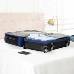 AmazonBasics Rolling Travel Duffel Bag Luggage With Wheels, Medium, Blue -LUGGAGE FACTORY Sales 81u 38pmR4L