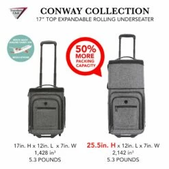 Travelers Club Luggage 17" Top Expandable Underseater W/Side USB Port Connector, Dark Gray Suitcase, Carry -LUGGAGE FACTORY Sales 915ICY5RaBL