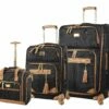 Steve Madden Luggage 3 Piece Softside Spinner Suitcase Set Collection (20"/28"/Under Seat Bag) (Harlo Black) -LUGGAGE FACTORY Sales 91JdA4lkGpL