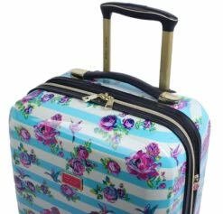 Betsey Johnson 26 Inch Checked Luggage Collection - Expandable Scratch Resistant (ABS + PC) Hardside Suitcase - Designer Lightweight Bag With 8-Rolling Spinner Wheels (Stripe Floral Hummingbird) -LUGGAGE FACTORY Sales 91fDjbqzH L